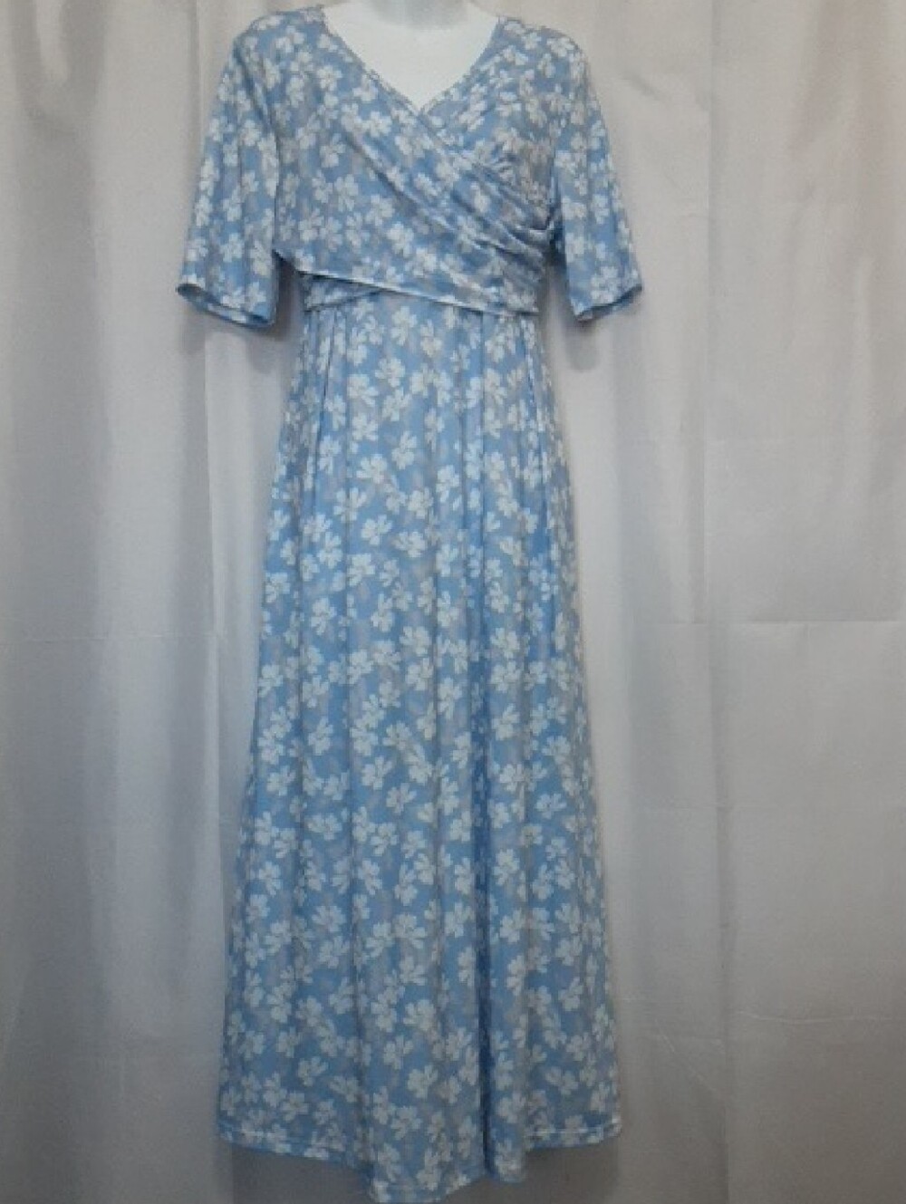 Light Blue Floral  Maxi Dress - Women